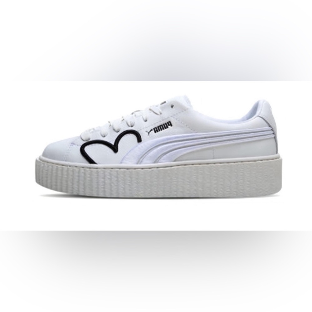Puma Fenty Creeper CLF Leather White Rihanna Platform Sneakers Womens 9.5 Heart